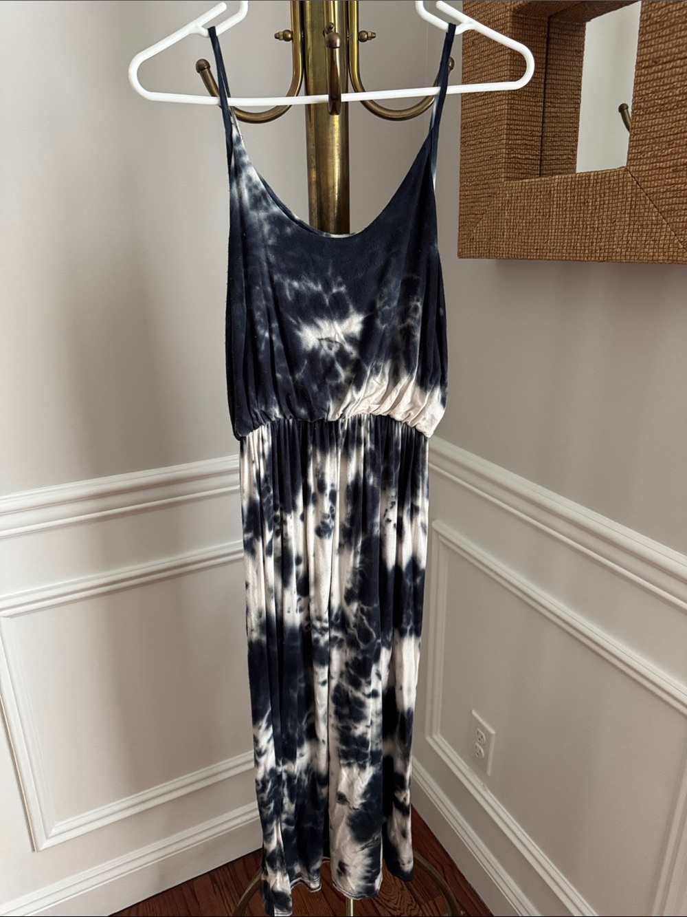 Olivia Rae Black and White Tie-Dye Maxi Dress